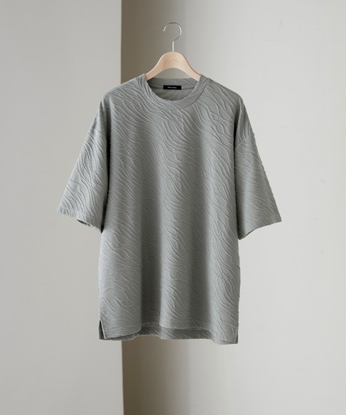 Alfred Alex（アルフレッドアレックス）の「【Alfred Alex】シャーリングクルーネックショートスリーブTシャツ/半袖カットソー（Tシャツ/カットソー・メンズ・ライトグレー/パープル/ブラック・M/L）」の17枚目の写真