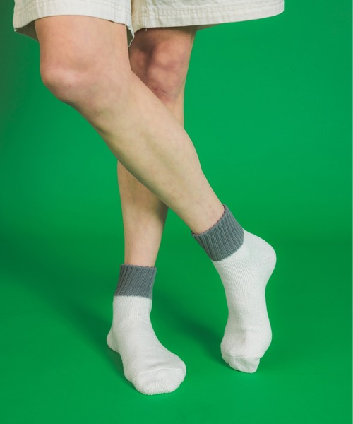 YUQRI(ユクリ)の「【YUQRI】comfy pile double rib(ソックス/靴下・メンズ・オレンジ/ホワイト系その他3/ブラック系その他3/グレー系その他2/グリーン系その他3/パープル系その他3/イエロー系その他3/オレンジ系その他2/サックスブルー系3/ホワイト/ブラック/ベージュ/グレー/サックスブルー/パープル/イエロー/グリーン/ブルー・S/M)」の7枚目の写真