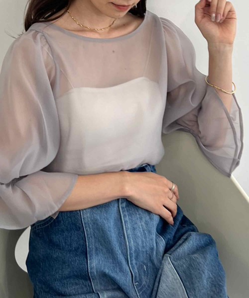 one after another NICE CLAUP（ワンアフターアナザーナイスクラップ）の「レースアップブラウス（シャツ/ブラウス・レディース・グレー/アイボリー/ピンク/ドット・FREE）」の14枚目の写真