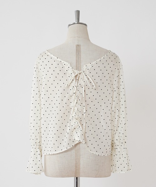 one after another NICE CLAUP（ワンアフターアナザーナイスクラップ）の「レースアップブラウス（シャツ/ブラウス・レディース・グレー/アイボリー/ピンク/ドット・FREE）」の18枚目の写真