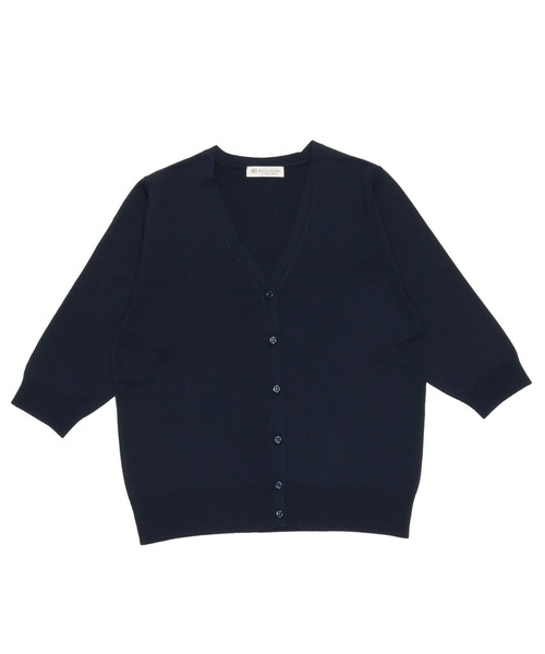 TOKYO SHIRTS（トウキョウシャツ）の「ベーシック Vネック 5分袖ニットカーディガン（カーディガン/ボレロ・レディース・ミント/ブルー/オレンジ/ネイビー・L/M）」の3枚目の写真