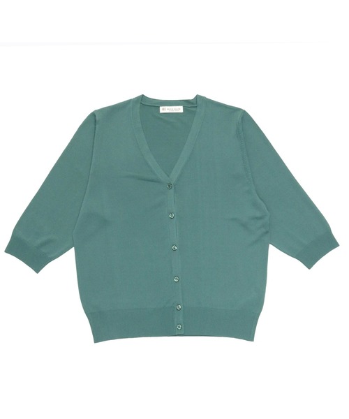 TOKYO SHIRTS（トウキョウシャツ）の「ベーシック Vネック 5分袖ニットカーディガン（カーディガン/ボレロ・レディース・ミント/ブルー/オレンジ/ネイビー・L/M）」の2枚目の写真