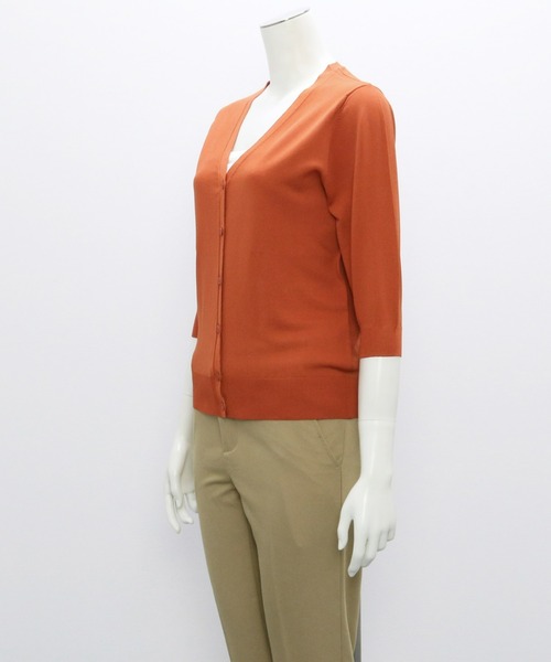 TOKYO SHIRTS（トウキョウシャツ）の「ベーシック Vネック 5分袖ニットカーディガン（カーディガン/ボレロ・レディース・ミント/ブルー/オレンジ/ネイビー・L/M）」の12枚目の写真