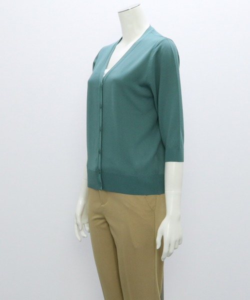 TOKYO SHIRTS（トウキョウシャツ）の「ベーシック Vネック 5分袖ニットカーディガン（カーディガン/ボレロ・レディース・ミント/ブルー/オレンジ/ネイビー・L/M）」の15枚目の写真