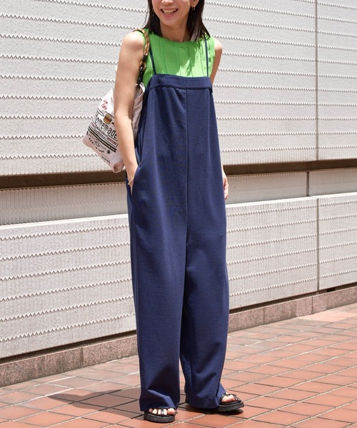 saloon（サルーン）の「SALOON(サルーン)/鹿の子編みオールインワン（サロペット/オーバーオール・レディース・ブラック/ネイビー/グリーン・FREE）」の3枚目の写真