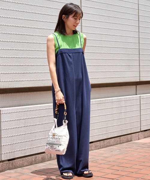 saloon（サルーン）の「SALOON(サルーン)/鹿の子編みオールインワン（サロペット/オーバーオール・レディース・ブラック/ネイビー/グリーン・FREE）」の8枚目の写真