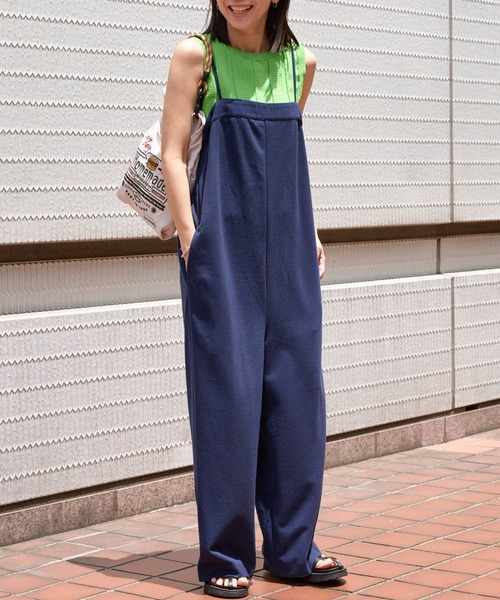 saloon（サルーン）の「SALOON(サルーン)/鹿の子編みオールインワン（サロペット/オーバーオール・レディース・ブラック/ネイビー/グリーン・FREE）」の9枚目の写真