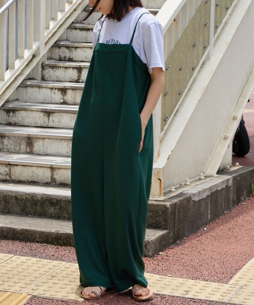 saloon（サルーン）の「SALOON(サルーン)/鹿の子編みオールインワン（サロペット/オーバーオール・レディース・ブラック/ネイビー/グリーン・FREE）」の5枚目の写真