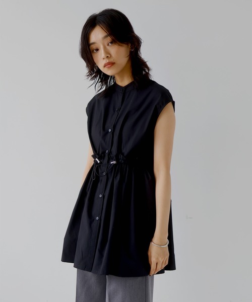 hellam(へラム)の「ウエストドロストスタンドカラーブラウス(シャツ/ブラウス・レディース・オフホワイト/ブラック/ブルー・FREE)」の16枚目の写真