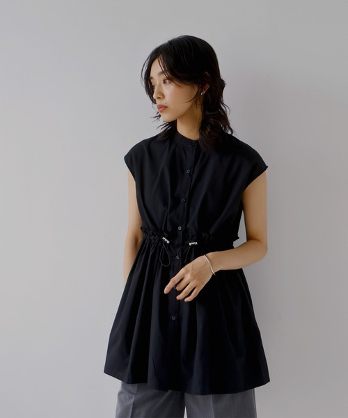 hellam(へラム)の「ウエストドロストスタンドカラーブラウス(シャツ/ブラウス・レディース・オフホワイト/ブラック/ブルー・FREE)」の17枚目の写真