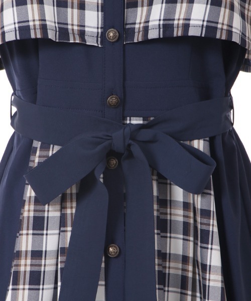 axes femme（アクシーズファム）の「パッチワークシャツワンピース（シャツワンピース・レディース・ベージュ/ネイビー/ブラック/ブラウン・FREE）」の18枚目の写真