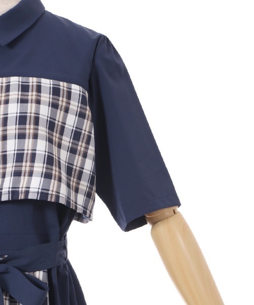 axes femme（アクシーズファム）の「パッチワークシャツワンピース（シャツワンピース・レディース・ベージュ/ネイビー/ブラック/ブラウン・FREE）」の16枚目の写真