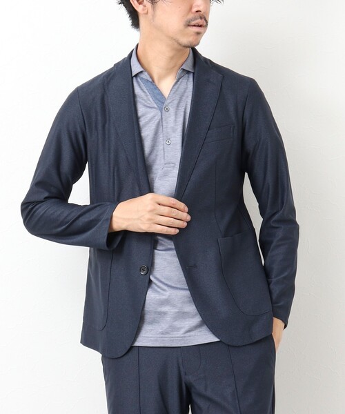 NOLLEY'S goodman(ノーリーズグッドマン)の「《セットアップ対応》TRABEST メランジニット イージージャケット(テーラードジャケット・メンズ・ネイビー/チャコールグレー/ブルー・L/M/XL/S)」の2枚目の写真