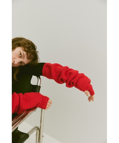 un/neu（アンノイ）の「ルーズニットアームウォーマー / リブニットアームカバー（アームカバー・レディース・レッド/グレー/グリーン/アイボリー/ブラウン・FREE）」の6枚目の写真