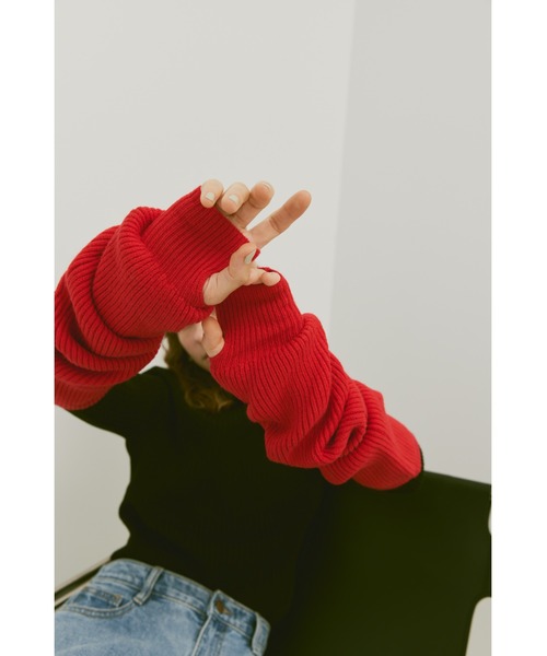 un/neu（アンノイ）の「ルーズニットアームウォーマー / リブニットアームカバー（アームカバー・レディース・レッド/グレー/グリーン/アイボリー/ブラウン・FREE）」の9枚目の写真