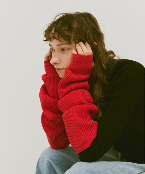 un/neu（アンノイ）の「ルーズニットアームウォーマー / リブニットアームカバー（アームカバー・レディース・レッド/グレー/グリーン/アイボリー/ブラウン・FREE）」の11枚目の写真