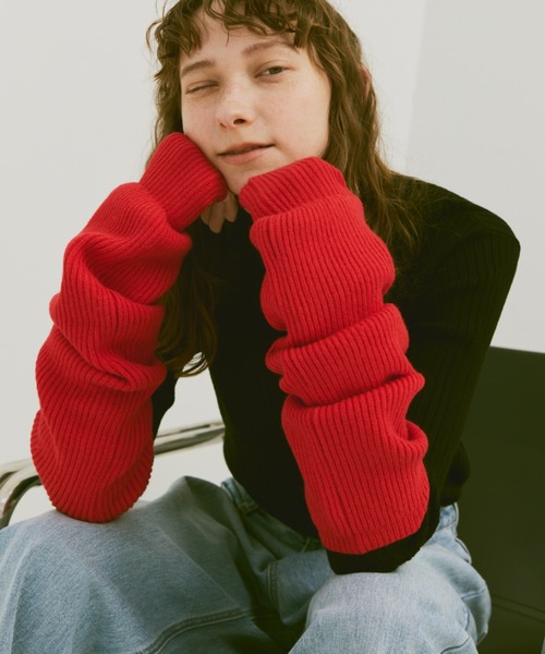 un/neu（アンノイ）の「ルーズニットアームウォーマー / リブニットアームカバー（アームカバー・レディース・レッド/グレー/グリーン/アイボリー/ブラウン・FREE）」の12枚目の写真