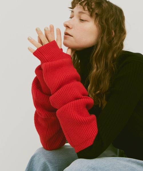 un/neu（アンノイ）の「ルーズニットアームウォーマー / リブニットアームカバー（アームカバー・レディース・レッド/グレー/グリーン/アイボリー/ブラウン・FREE）」の8枚目の写真