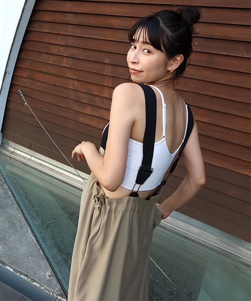 CREDONA(クレドナ)の「バイカラーライトコンビネゾン(サロペット/オーバーオール・レディース・ベージュ/ブラック・FREE)」の7枚目の写真