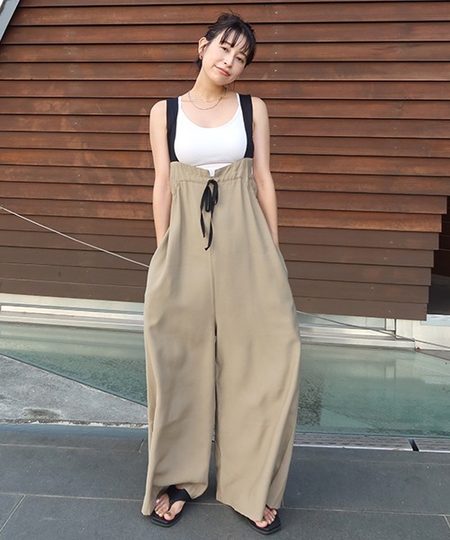 CREDONA(クレドナ)の「バイカラーライトコンビネゾン(サロペット/オーバーオール・レディース・ベージュ/ブラック・FREE)」の20枚目の写真