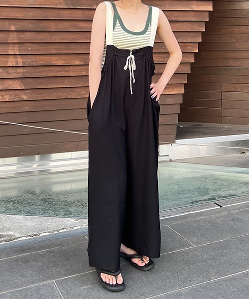 CREDONA(クレドナ)の「バイカラーライトコンビネゾン(サロペット/オーバーオール・レディース・ベージュ/ブラック・FREE)」の19枚目の写真