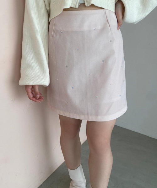 one after another NICE CLAUP(ワンアフターアナザーナイスクラップ)の「ベロアビジュースカート(スカート・レディース・アイボリー/ブラック/ピンク・FREE)」の10枚目の写真