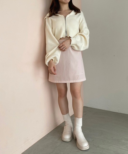 one after another NICE CLAUP(ワンアフターアナザーナイスクラップ)の「ベロアビジュースカート(スカート・レディース・アイボリー/ブラック/ピンク・FREE)」の12枚目の写真