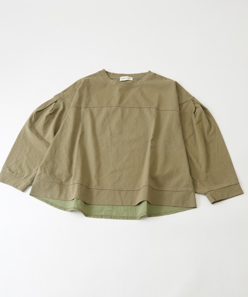 CUBE SUGAR(キューブシュガー)の「WEB限定カットソー×シャツバックシャンプルオーバー(Tシャツ/カットソー・レディース・マスタード/カーキ/スミクロ・M)」の13枚目の写真