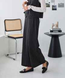 ベルト付きラップ風ストレートワイドパンツ