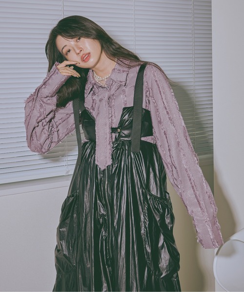 Ezick（エジック）の「Wetty glossミリタリーキャミワンピース（ドレス・レディース・ブラック/ブロンズ/シャンパン・FREE）」の12枚目の写真