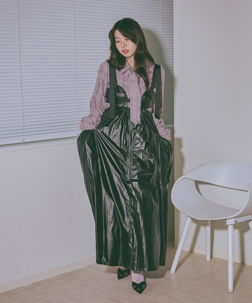 Ezick（エジック）の「Wetty glossミリタリーキャミワンピース（ドレス・レディース・ブラック/ブロンズ/シャンパン・FREE）」の6枚目の写真