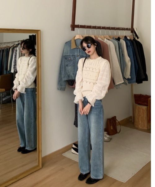 sorule（ソルレ）の「レイヤード風ミックス編みニット（ニット/セーター・レディース・アイボリー・FREE）」の5枚目の写真