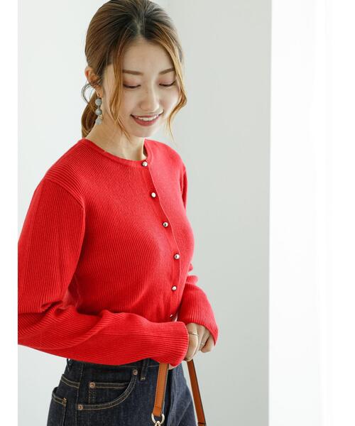 Te chichi（テチチ）の「リブカーディガン（カーディガン/ボレロ・レディース・シルバー/チャコールグレー/レッド/ゴールド・F）」の3枚目の写真