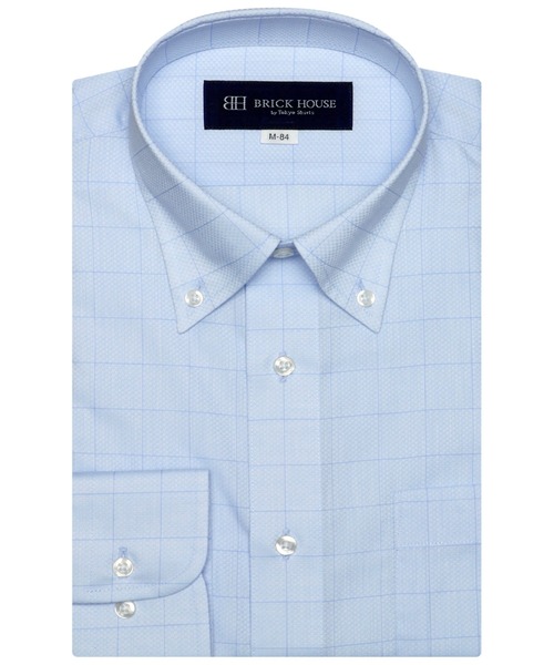 TOKYO SHIRTS(トウキョウシャツ)の「形態安定ノーアイロン ボタンダウン 長袖ビジネスワイシャツ(ビジネスシャツ・メンズ・ブルー・首回り42cm-裄丈86cm/首回り43cm-裄丈82cm/首回り41cm-裄丈86cm/首回り39cm-裄丈84cm/首回り41cm-裄丈82cm/首回り43cm-裄丈86cm/首回り39cm-裄丈80cm/首回り42cm-裄丈82cm/首回り37cm-裄丈80cm/首回り37cm-裄丈84cm)」の1枚目の写真