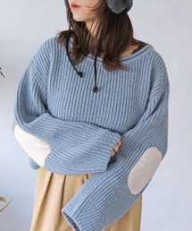 エルボーパッチルーズニット