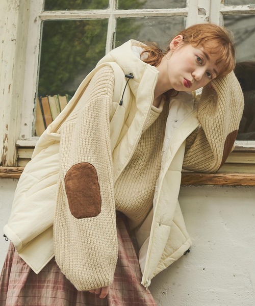 Crisp（クリスプ）の「エルボーパッチルーズニット（ニット/セーター・レディース・アイボリー/ピンク/ブルー・FREE）」の6枚目の写真