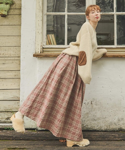 Crisp（クリスプ）の「エルボーパッチルーズニット（ニット/セーター・レディース・アイボリー/ピンク/ブルー・FREE）」の8枚目の写真