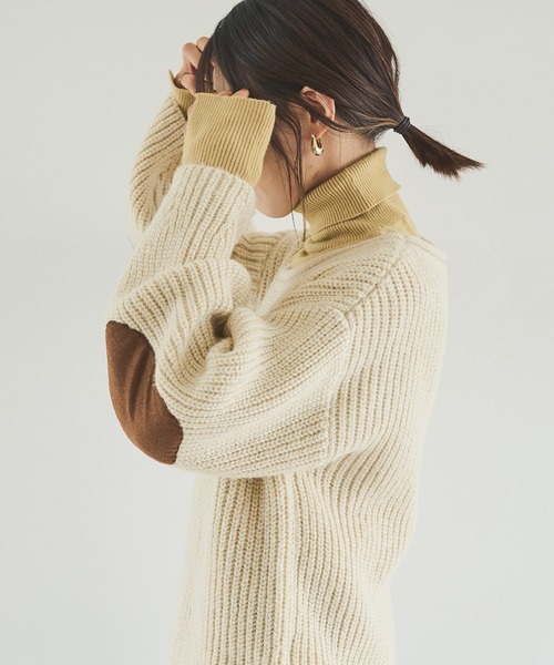 Crisp（クリスプ）の「エルボーパッチルーズニット（ニット/セーター・レディース・アイボリー/ピンク/ブルー・FREE）」の17枚目の写真