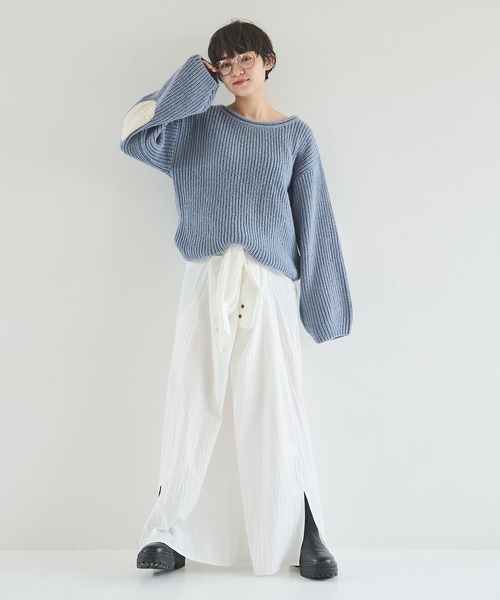 Crisp（クリスプ）の「エルボーパッチルーズニット（ニット/セーター・レディース・アイボリー/ピンク/ブルー・FREE）」の19枚目の写真