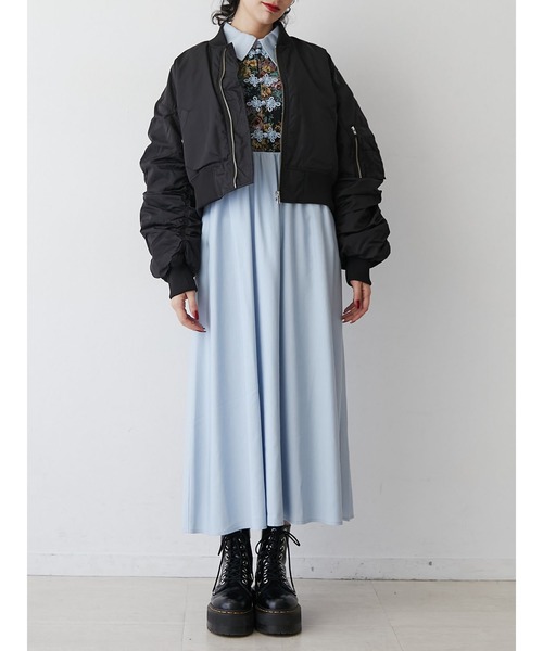 jouetie（ジュエティ）の「【ZOZO限定セットアイテム】ゴブランドッキングワンピース×MA-1SET（ワンピース・レディース・ブラック/ブルー/ボルドー・MEDIUM）」の10枚目の写真