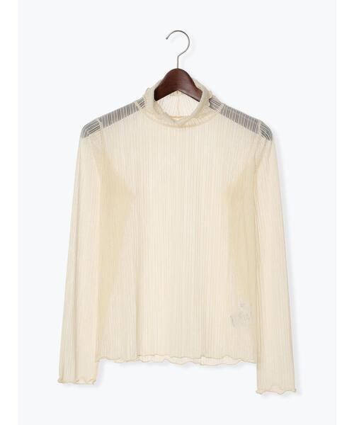 Te chichi TERRASSE（テチチテラス）の「シアーストライプタートルトップス（Tシャツ/カットソー・レディース・オフホワイト/ブラック・F）」の6枚目の写真