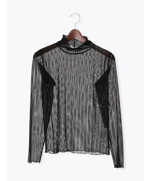 Te chichi TERRASSE（テチチテラス）の「シアーストライプタートルトップス（Tシャツ/カットソー・レディース・オフホワイト/ブラック・F）」の7枚目の写真