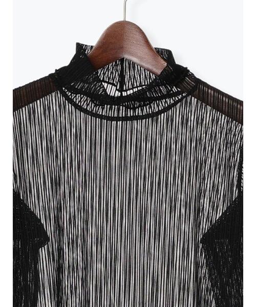 Te chichi TERRASSE（テチチテラス）の「シアーストライプタートルトップス（Tシャツ/カットソー・レディース・オフホワイト/ブラック・F）」の9枚目の写真