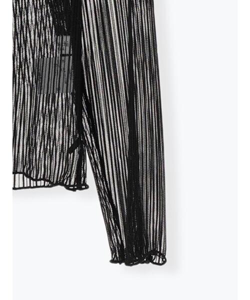 Te chichi TERRASSE（テチチテラス）の「シアーストライプタートルトップス（Tシャツ/カットソー・レディース・オフホワイト/ブラック・F）」の10枚目の写真