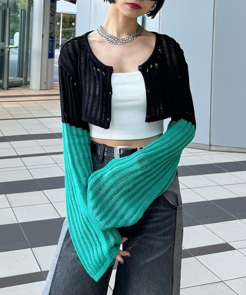 PAGEBOY（ページボーイ）の「2WAYショートボレロ（ニット/セーター・レディース・オフホワイト/ブラック・FREE）」の20枚目の写真