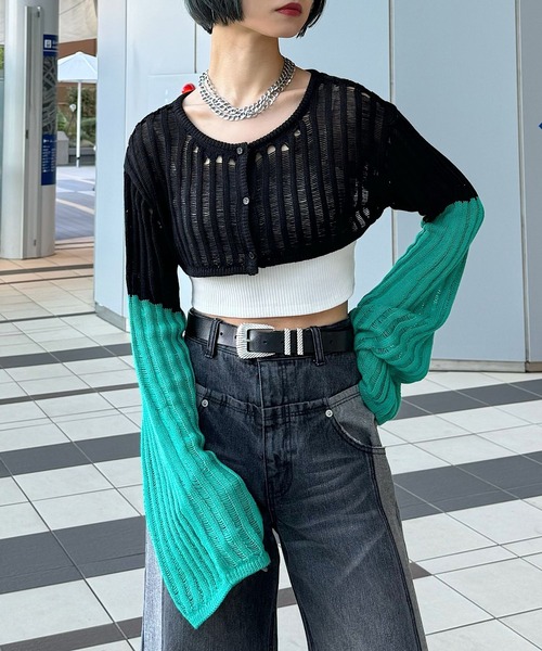 PAGEBOY（ページボーイ）の「2WAYショートボレロ（ニット/セーター・レディース・オフホワイト/ブラック・FREE）」の12枚目の写真