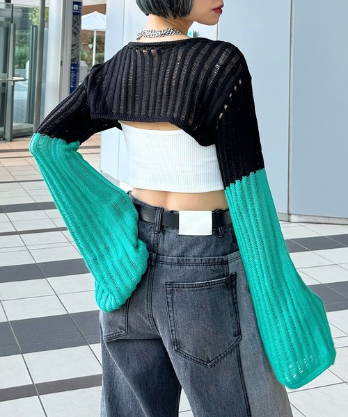 PAGEBOY（ページボーイ）の「2WAYショートボレロ（ニット/セーター・レディース・オフホワイト/ブラック・FREE）」の17枚目の写真