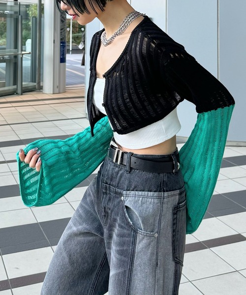 PAGEBOY（ページボーイ）の「2WAYショートボレロ（ニット/セーター・レディース・オフホワイト/ブラック・FREE）」の9枚目の写真