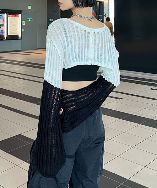 PAGEBOY（ページボーイ）の「2WAYショートボレロ（ニット/セーター・レディース・オフホワイト/ブラック・FREE）」の19枚目の写真