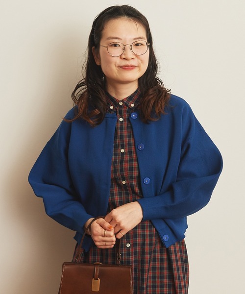 Dot＆Stripes CHILD WOMAN（ドットアンドストライプス　チャイルドウーマン）の「AMOSSAミラノリブパフスリーブ カーディガン（カーディガン/ボレロ・レディース・グリーン系その他/カーキ/ブラウン/オレンジ/ブルー・FREE）」の4枚目の写真